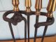 Mid Century Modern Brass / Iron Fire Place Tools W/ Stand Spire - Spike Handles Hearth Ware photo 6
