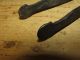 Rare 18th C American Wrought Iron Pipe Tongs Great Handles Grungy Old Surface Primitives photo 8