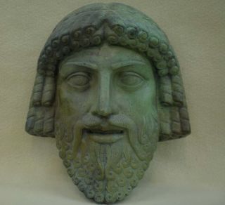 Bronze Mask Of Zeus God King Of All Ancient Greek Gods Sculpture Artifact photo