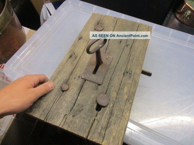 Large Antique Wooden Door Lock With Iron Key Scandinavian Sweden Architectural Locks & Keys photo