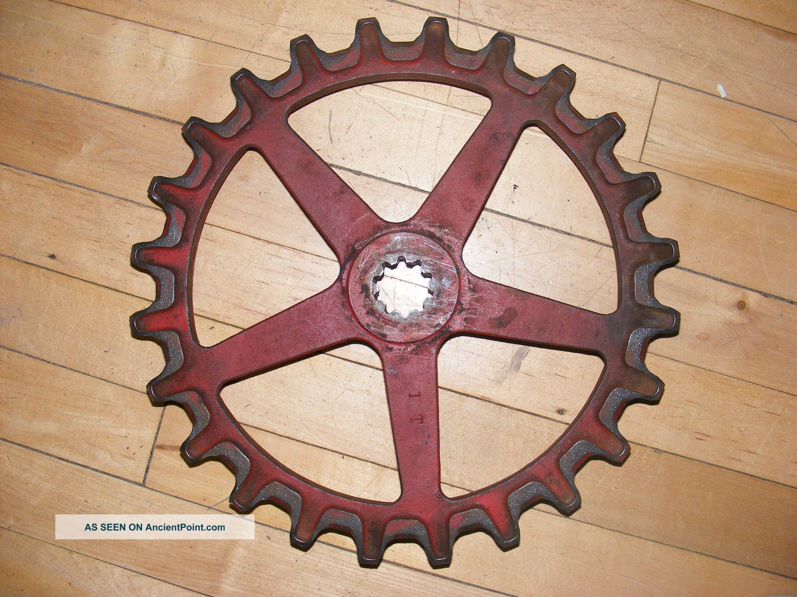 Antique Cast Iron Red Farm Industrial Gear Sprocket Cog Barn Steampunk Art Other Mercantile Antiques photo