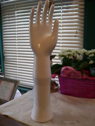 The Hall China Co.  Hand Display.  Mold Size: 7 - 1/2 Glove.  White. photo