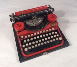 Antique Underwood Standard Portable Red Typewriter Rare photo