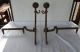 Antique Vintage Cahill Cast Iron Andirons Signed & Numbered 914 Hearth Ware photo 2