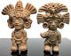 2pc Clay Aztec Columbian Mayan Style Head Carved Stone Face Figure Artifact The Americas photo 1