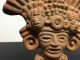 2pc Clay Aztec Columbian Mayan Style Head Carved Stone Face Figure Artifact The Americas photo 3