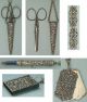 Antique Silver Filigree Sewing Chatelaine W/ 5 Attachments Circa 1890s Other Antique Sewing photo 2