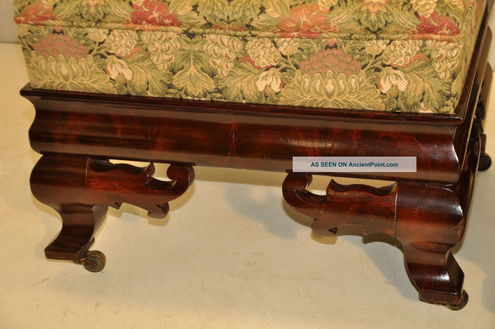 Second Empire Victorian Flame Mahogany Footstools,  Foot Rest,  On Casters 1800-1899 photo