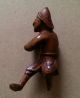 But V.  Fine Small 19thc.  Japanese Wooden Carving Of Man With Conch Shell Netsuke photo 1
