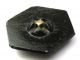 Antique Black Glass Button Six Pointed Star Design - 1 & 1/16 