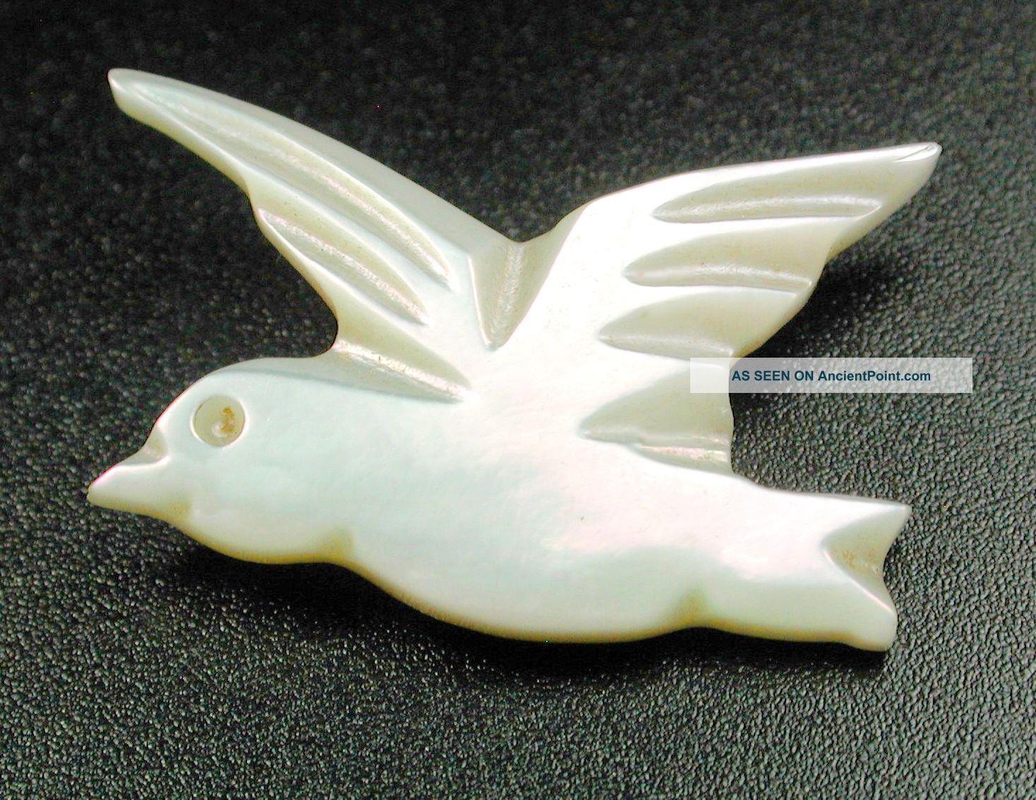 Antique Carved Shell Button Realistic Flying Bird Design - 1 