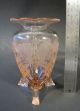 Art Deco Glass Martinsville Pink Etched Girl Bride Flower 3 Foot Rocket Vase Art Deco photo 3