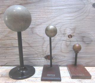 Antique Metal Spheres On Stands For Scientific Electrostatic Experiments photo