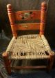 2 Primitive Antique Wood Chairs Rosemaling Norwegian Hpainted Wicker Small Child 1800-1899 photo 1