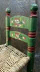 2 Primitive Antique Wood Chairs Rosemaling Norwegian Hpainted Wicker Small Child 1800-1899 photo 4