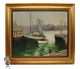 Signed Antique Gloucester Harbor Ships Dock Impressionist Oil Painting Noyes Era Other Maritime Antiques photo 1
