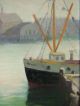 Signed Antique Gloucester Harbor Ships Dock Impressionist Oil Painting Noyes Era Other Maritime Antiques photo 3