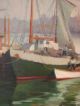 Signed Antique Gloucester Harbor Ships Dock Impressionist Oil Painting Noyes Era Other Maritime Antiques photo 4