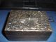 Antique Wooden Box Trinket Hand Carved With Central Crystal Old Boxes photo 10