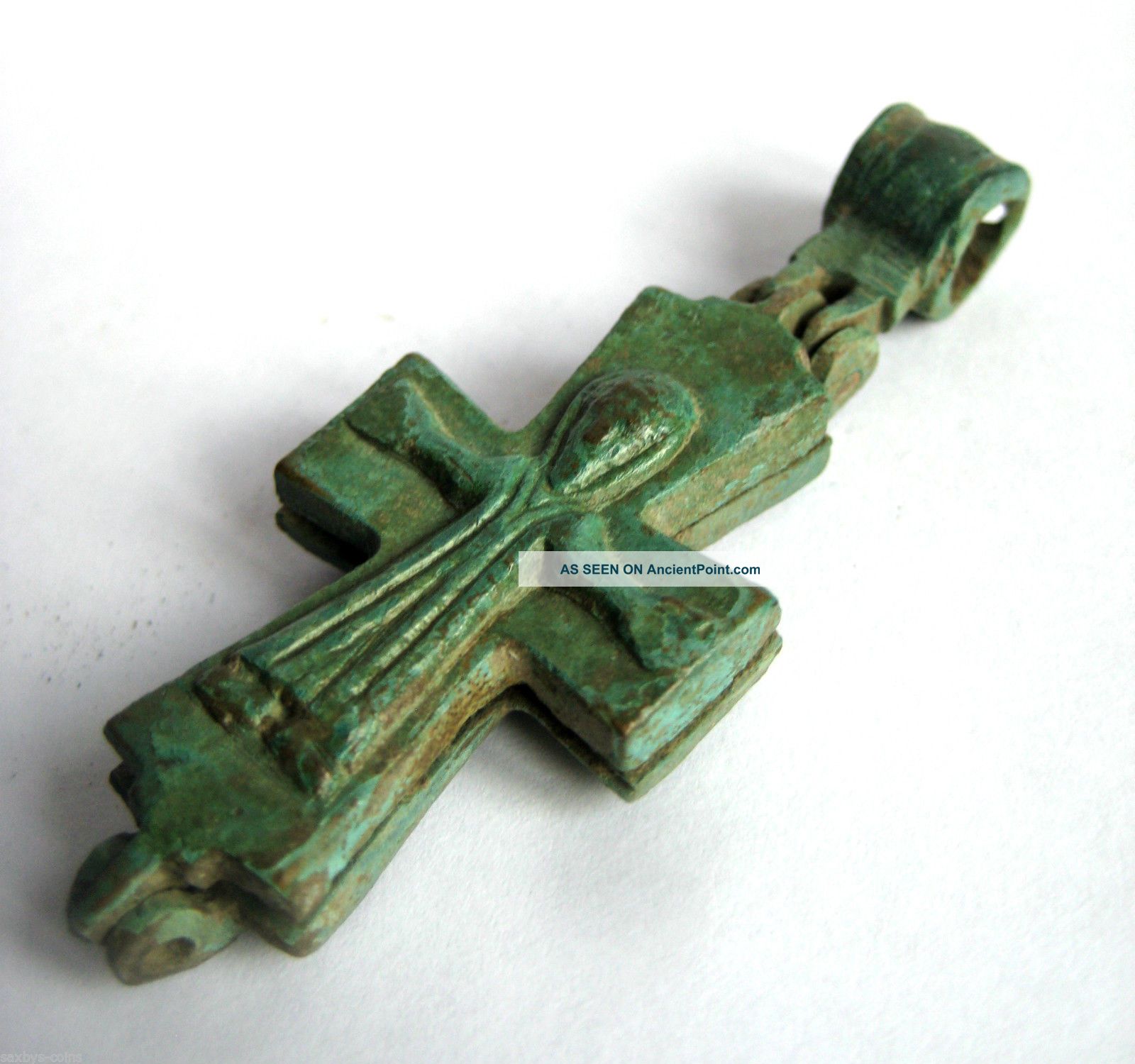 Circa.  1200 A.  D British Found Medieval Period Ae Bronze Reliquary Cross Pendant British photo