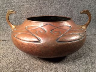 Stunning Wmf Arts And Crafts Hand Hammered Copper Vase Art Nouveau Design photo