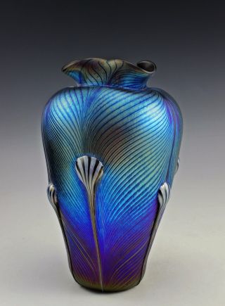 Glamorous Bohemian Art Deco Iridescent Glass Vase photo