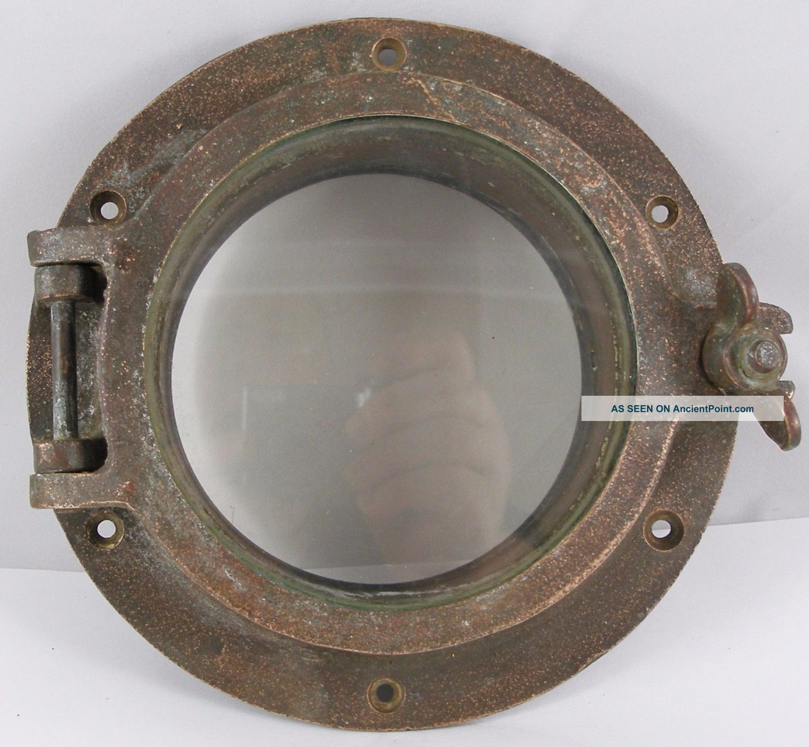 Antique Bronze Porthole,  Salvaged Elco Porthole Nautical 8 