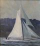 Authentic Maine Coastal Sailboat,  Don Stone,  O/c Oil Painting Carved Gilt Frame Other Maritime Antiques photo 2