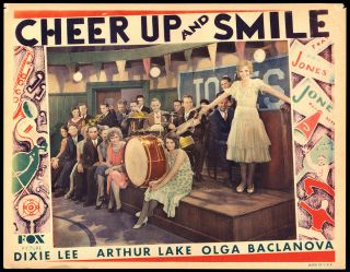 1930 Art Deco Jazz Age Color Lobby Card Cheer Up & Smile Dixie Lee Arthur Lake photo