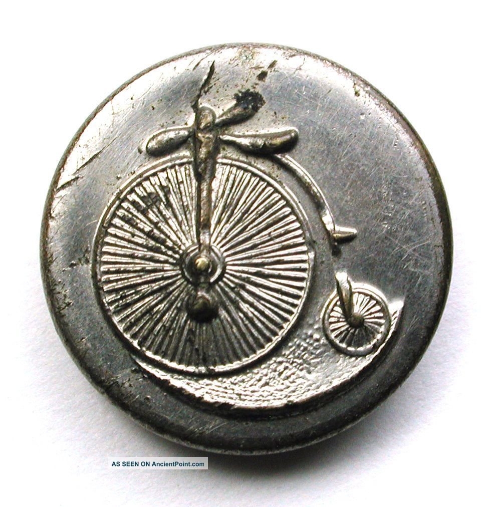 Antique Metal Button High Wheeler Bicycle Pictorial - 5/8 Inch Buttons photo