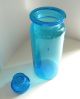 Antique Blue Glass Handblown Large Apothecary Candy Jar Ground Lid General Store Bottles & Jars photo 3