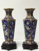 Chinese High Cloisonné Enamel Vases On Blue Ground Vases photo 1