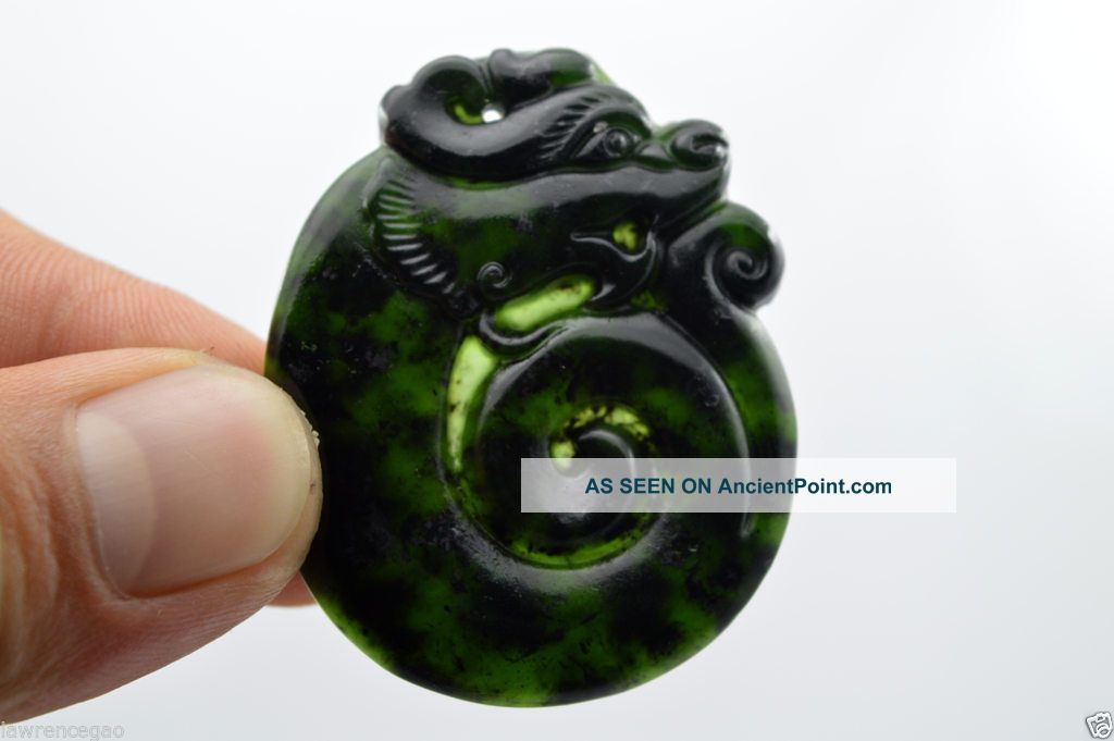 China ' S Natural Jade Nephrite Carving Black Jade Pendant Dragon Necklaces & Pendants photo