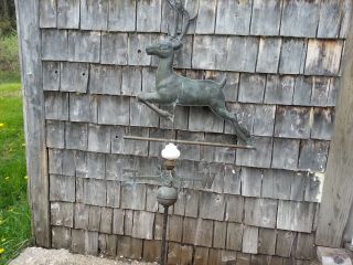 Very Large Vintage Stag Deer Weathervane Over 5 ' Tall & Milk Glass L.  Ball L@@k photo