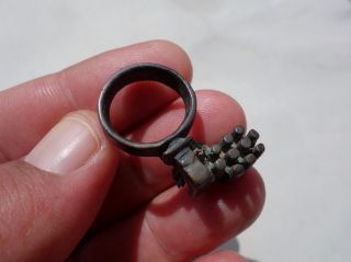 Ancient Roman Bronze Ring Key,  Weared Chain Still Stuck On Him photo