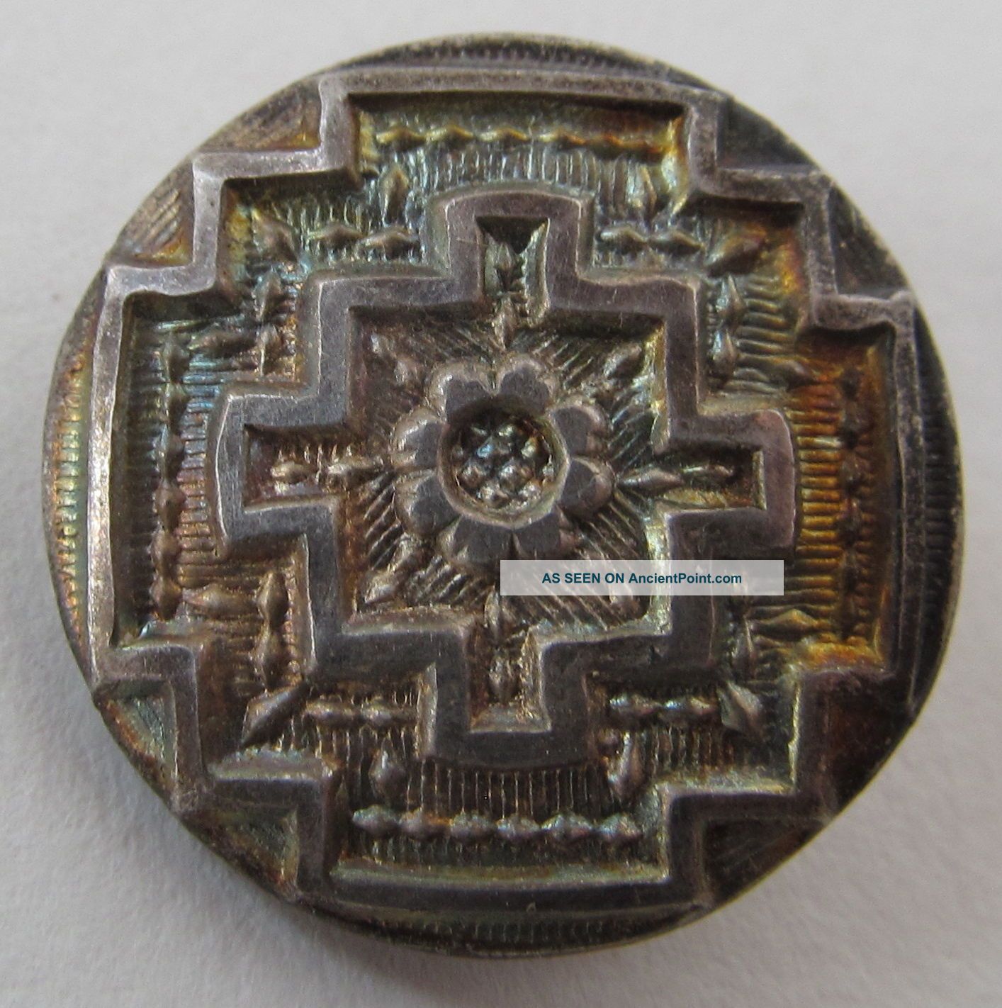 18th Century,  Repoussé,  Wood Back Button With Catgut Shank Buttons photo