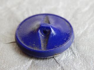 Antique Vintage Glass Button Blue With Silver Luster 633a photo