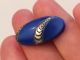 Antique Art Deco Blue Glass Painted Silver Button Buttons photo 4