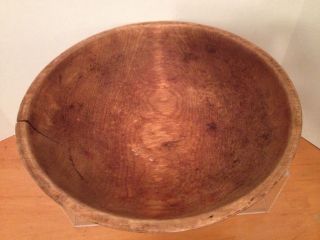Large Vintage Seceni Primitave Wood Dough Bowl Antique photo