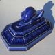 Victorian Hb Choisy Cobalt Blue French Majolica Snail Paperweight Jewelry Holder Figurines photo 9
