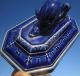 Victorian Hb Choisy Cobalt Blue French Majolica Snail Paperweight Jewelry Holder Figurines photo 1