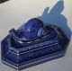 Victorian Hb Choisy Cobalt Blue French Majolica Snail Paperweight Jewelry Holder Figurines photo 8
