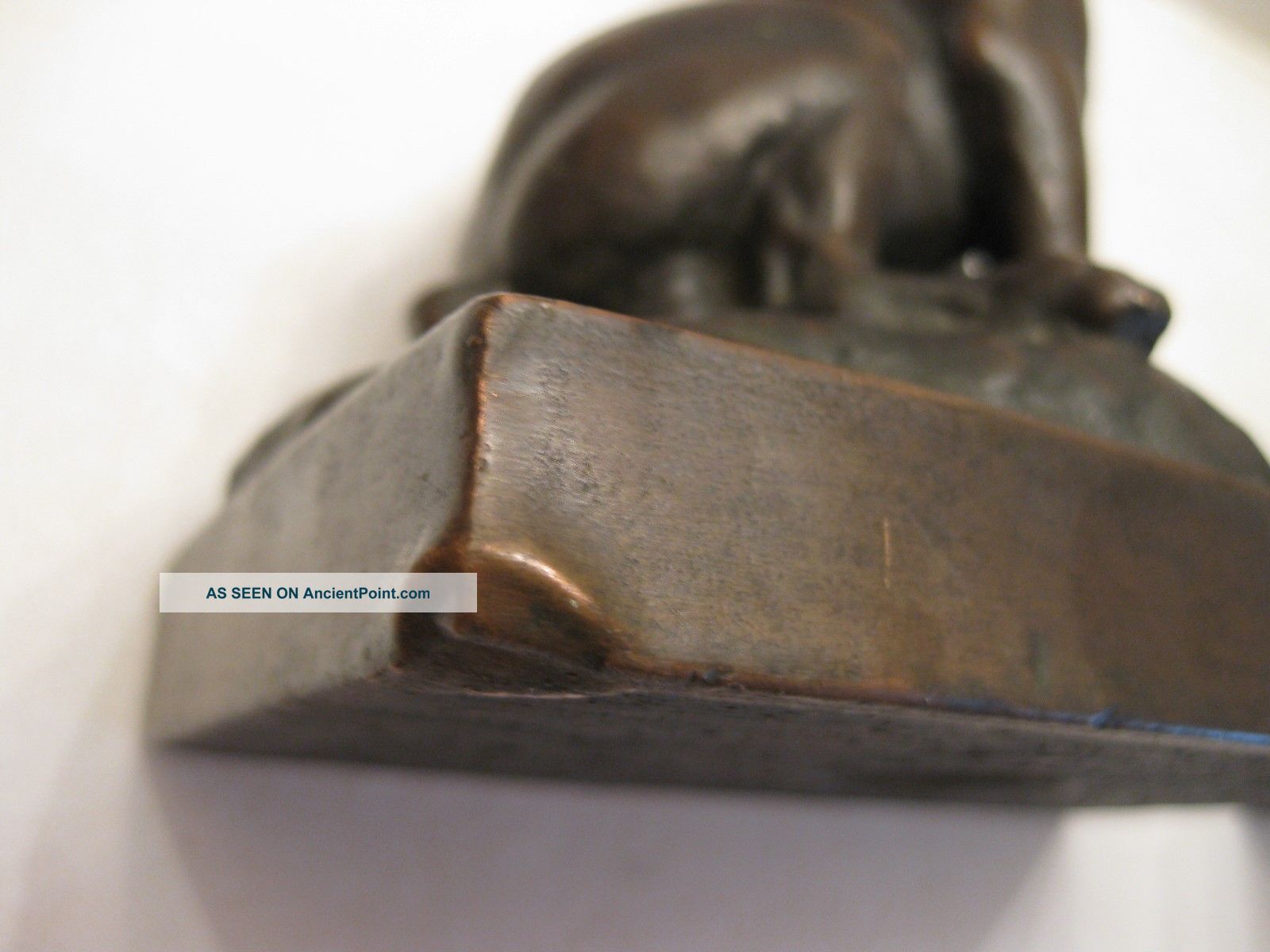 Antique Boston Bull Puppy Dog / Paul Herzel Pompeian Bronze - Clad Metalware photo