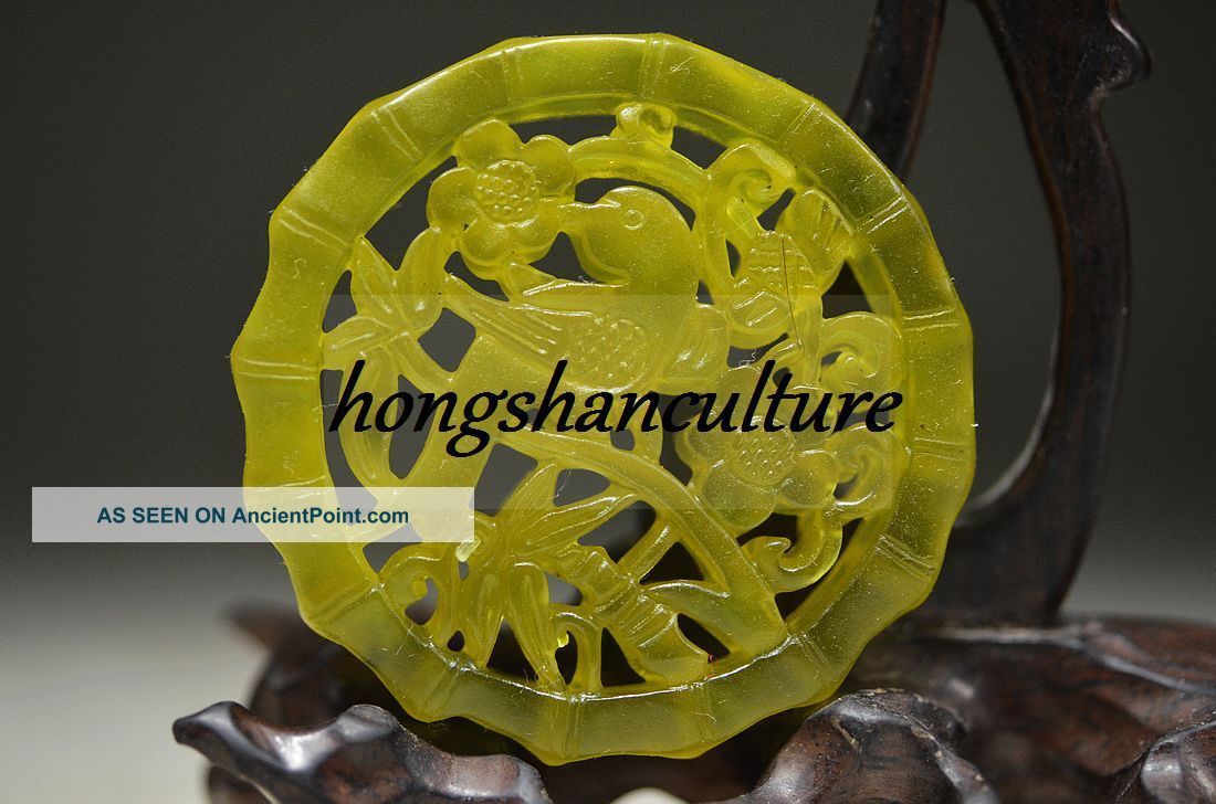 Delicate Chinese Natural Jade Hand Carved Hollow Out Bird Pendant Ad12 Necklaces & Pendants photo