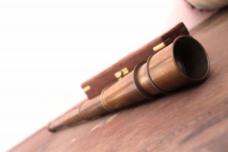 Nautical Wooden Box With Brass Telescope Marine Anchor Spy Glass Telescope Decor photo