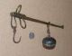 Antique Mini Brass Trade Scale Salesman Sample Jeweler Hanging Hook Balance Beam Scales photo 1