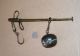 Antique Mini Brass Trade Scale Salesman Sample Jeweler Hanging Hook Balance Beam Scales photo 2