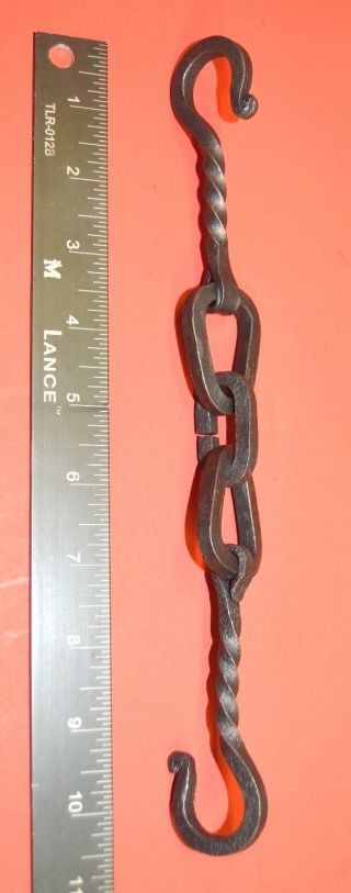 Wrought Iron,  Chain With Hook Ends,  3 Links Hanger,  Hand Forged By Blacksmiths photo