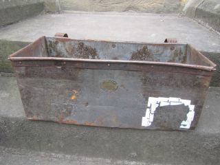 Large Antique Metal Trough Tub Planter Box Brass Plaque Industrial Factory Old photo