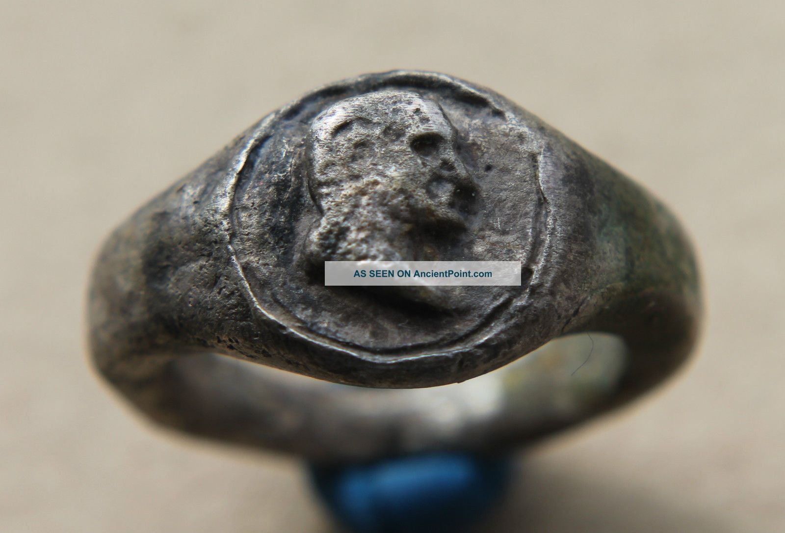 Graeco Roman Period Solid Silver Ring Emperor Depiction 300 B C graeco-roman-period-solid-silver-ring-emperor-depiction-300-b-c